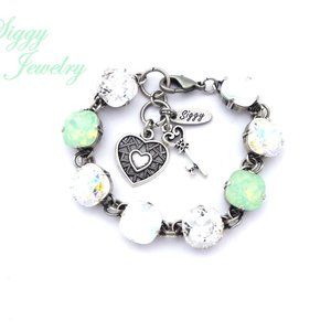 Swarovski Crystal Mint and White Opal Bracelet